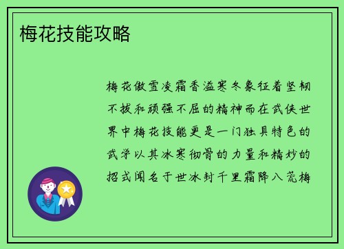 梅花技能攻略
